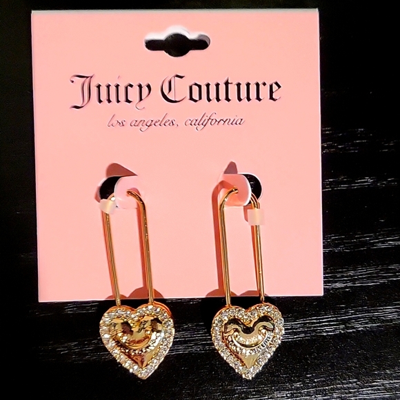 Juicy Couture Jewelry - Juicy Couture 🎀 💎 💖 Diamond Heart Lock 🔒 Drop Earrings NWTags Gold
